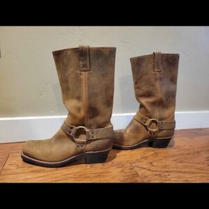 Frye Brown Leather Moto Boots